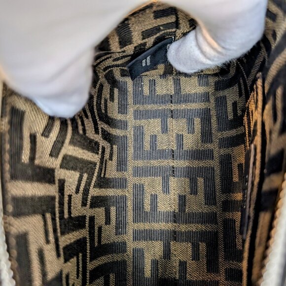 Fendi x Marc Jacobs Peekaboo Top Handle Bag in Cream Leather with Neon Yellow HW - Picture 9 of 14